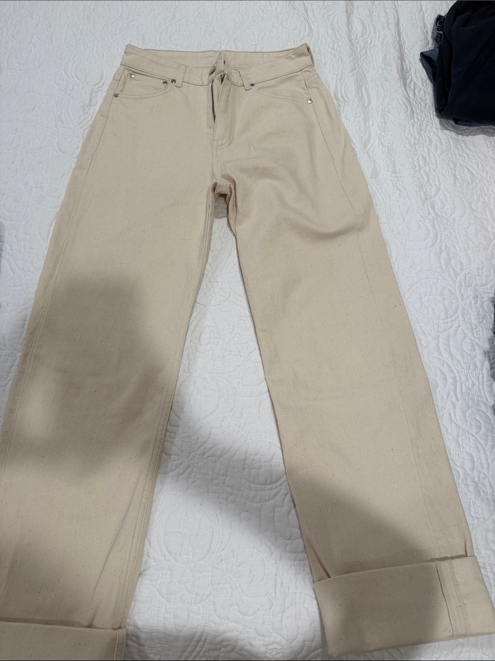 Djerf Avenue Beige Straight-Leg Jean Pants